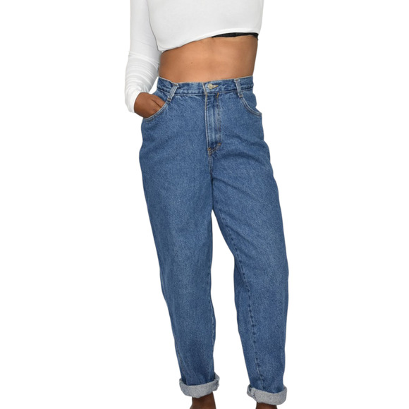 Vintage Gitano Zipper Jeans High Waist Mom Baggy 90s Medium Wash Cotton Rigid 27 - Picture 10 of 13